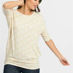 Agnes & Dora Dolman Tunic Stacked Scallop Cream